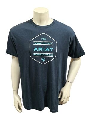 Ariat Men’s Athletic T-Shirt Blue Graphic Logo Short Sleeve XL